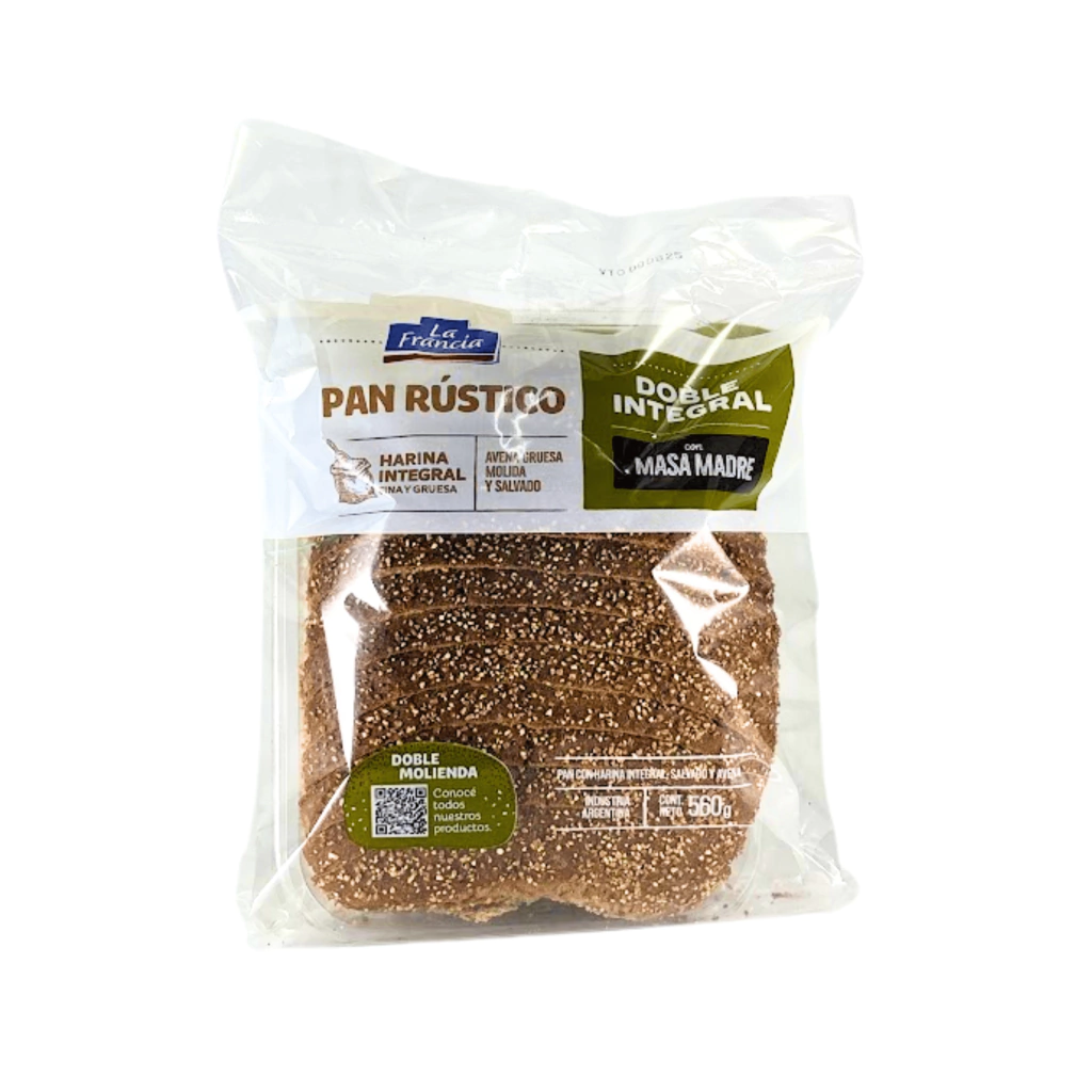 PAN RUSTICO DOBLE INTEGRAL "LA FRANCIA" X 560 GR