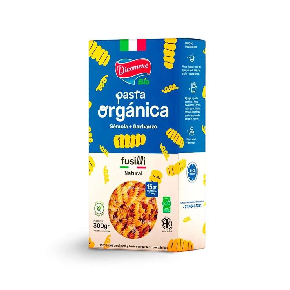 PASTA ORGANICA FUSILLI "DICOMERE" SABOR NATURAL X 300GR