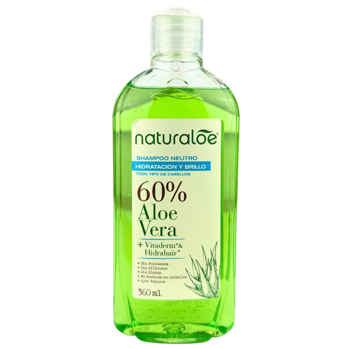 SHAMPOO NEUTRO "NATURALOE" HIDRATACION Y BRILLO x 360ML