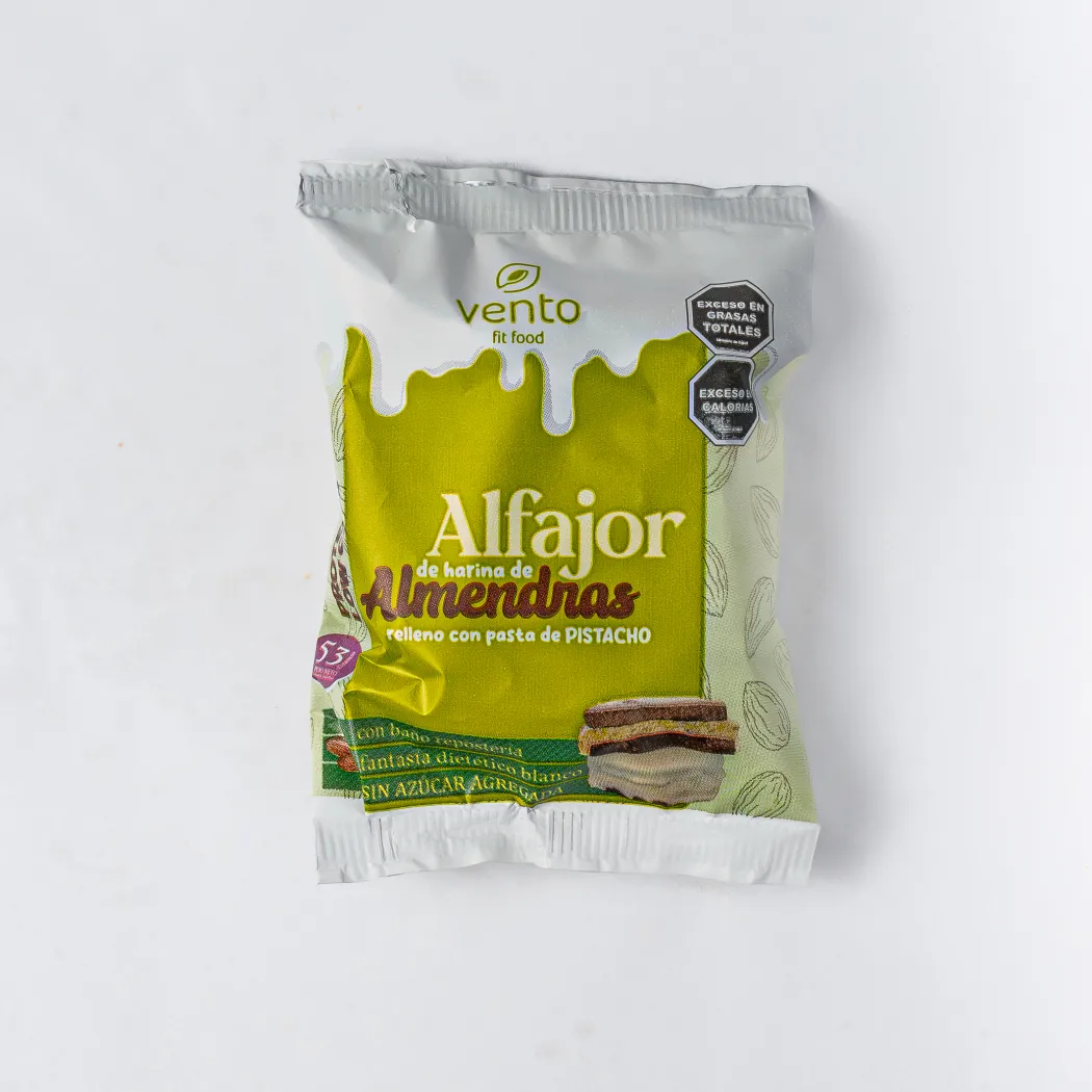 ALFAJOR "VENTO" DE HARINA DE ALMENDRAS CON PISTACHOS x 53 GR
