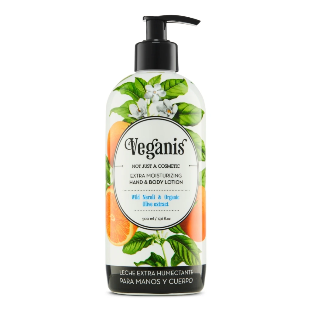 LOCION CORPORAL Y DE MANOS "VEGANIS" EXTRA HUMECTANTE CON NEROLI Y OLIVA X 500 ML