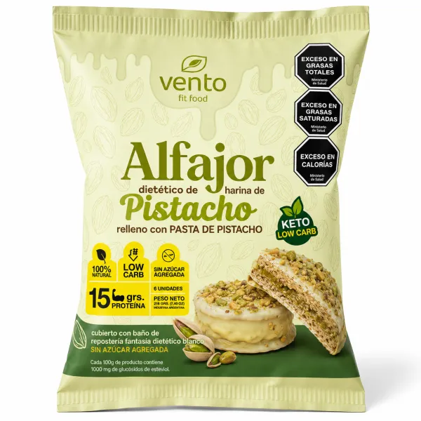 ALFAJOR "VENTO" DE HARINA DE ALMENDRAS CON PISTACHOS x 53 GR