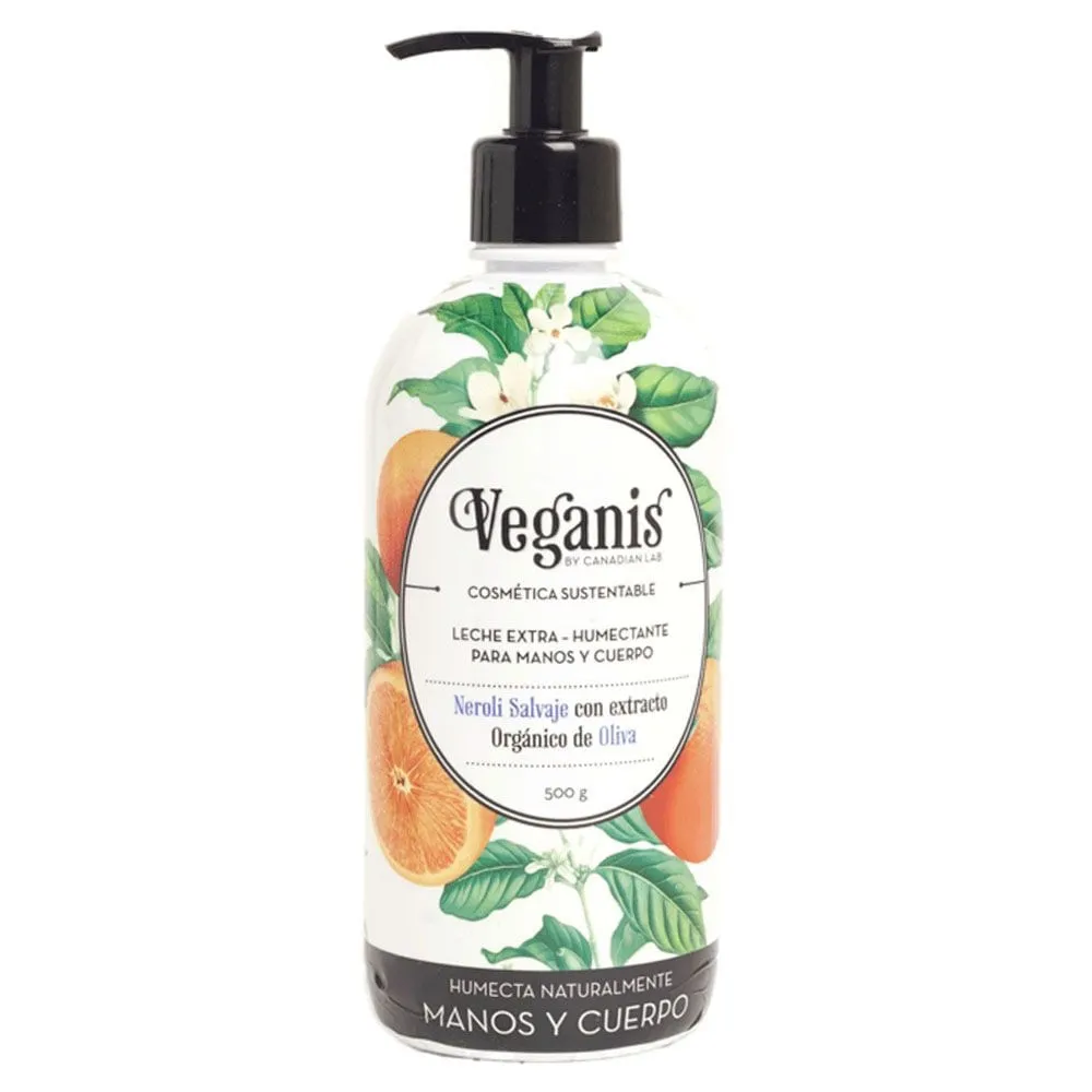 LOCION CORPORAL Y DE MANOS "VEGANIS" EXTRA HUMECTANTE CON NEROLI Y OLIVA X 500 ML