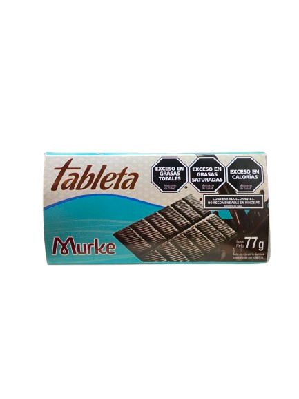 TABLETA DE CHOCOLATE "MURKE" SIN AZUCAR AGREGADO X 77 GR