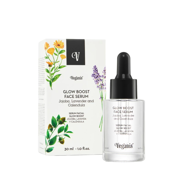 SERUM FACIAL GLOW BOOST "VEGANIS" CON JOJOBA LAVANDA Y CALENDULA X 30 ML