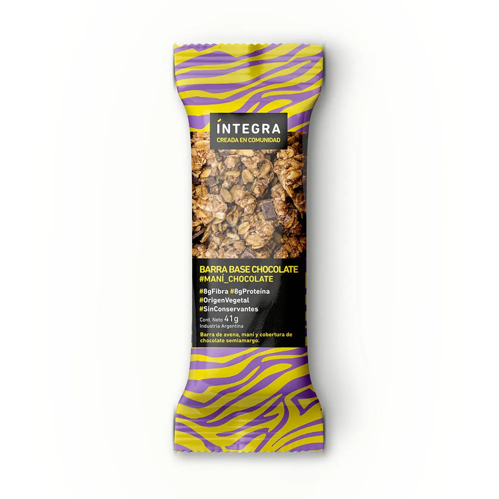 BARRA DE AVENA "INTEGRA" CHOCOLATE Y MANI X 41 GR