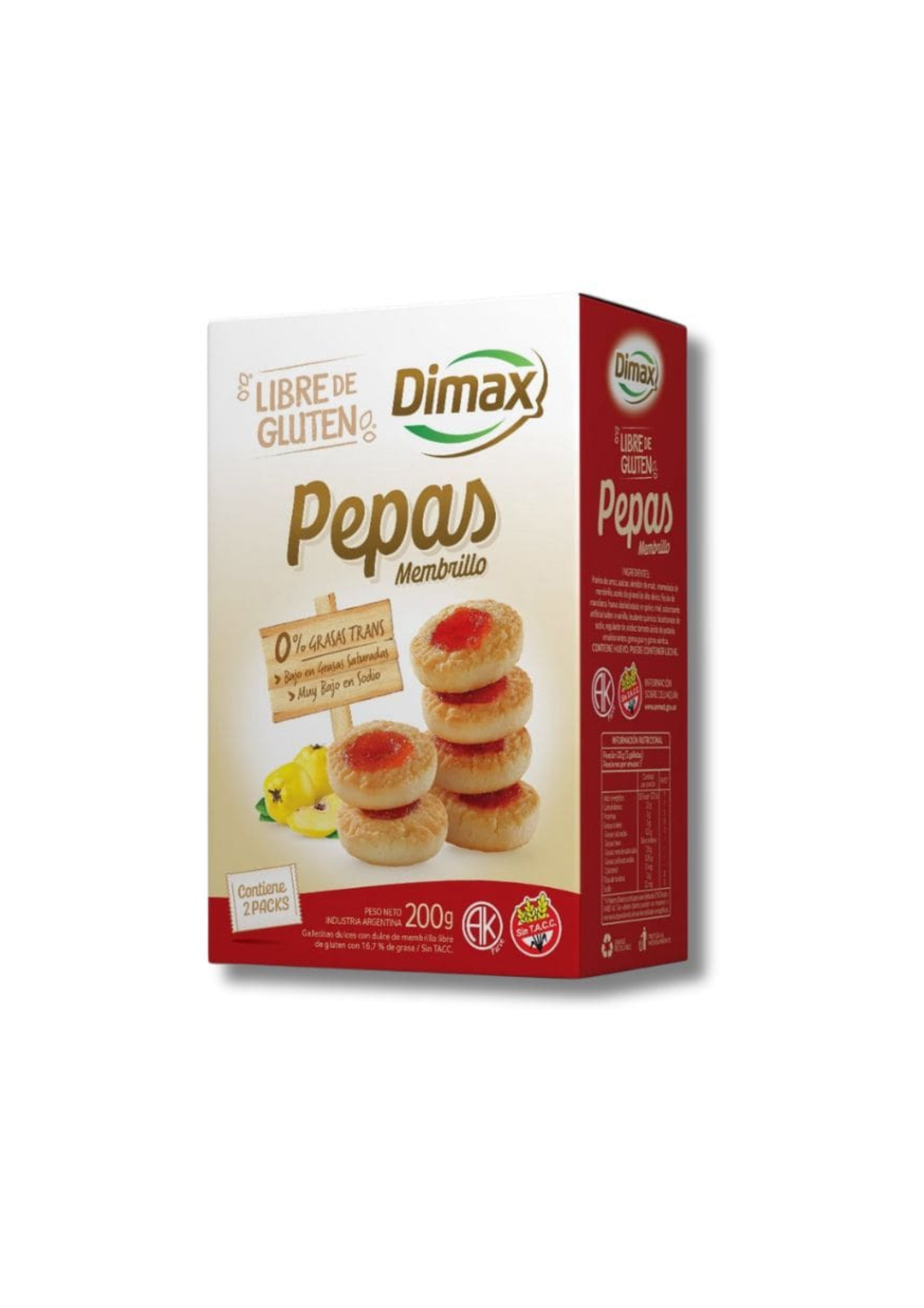 PEPAS DE MEMBRILLO "DIMAX" SIN GLUTEN X 200GR
