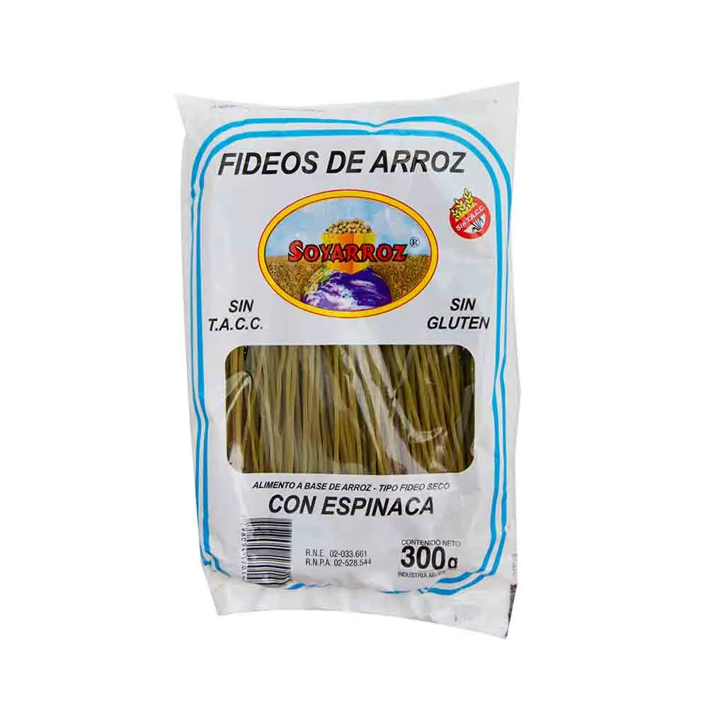 FIDEOS DE ARROZ "SOYARROZ" ESPINACA X 300 GR