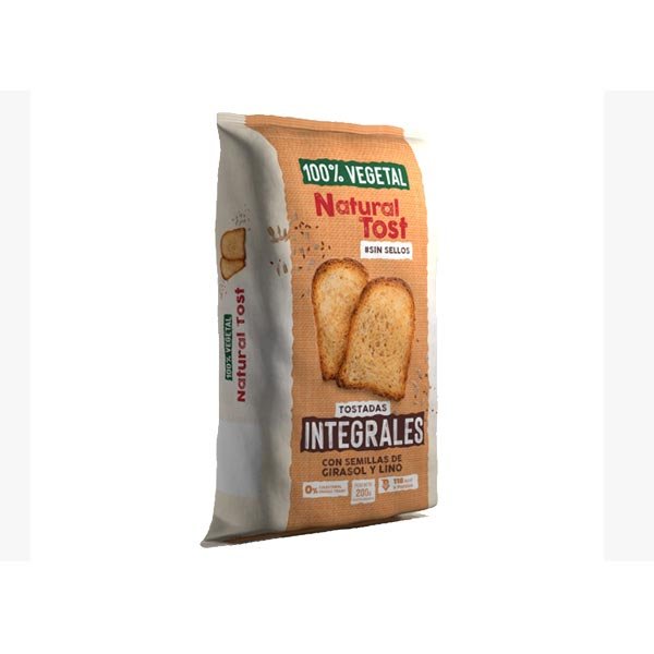 TOSTADAS INTEGRALES "NATURAL TOST" CON GIRASOL Y LINO X 200 GR