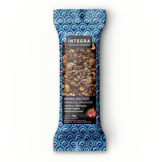 BARRA SEMILLAS CON CHOCOLATE "INTEGRA" X 38 GR