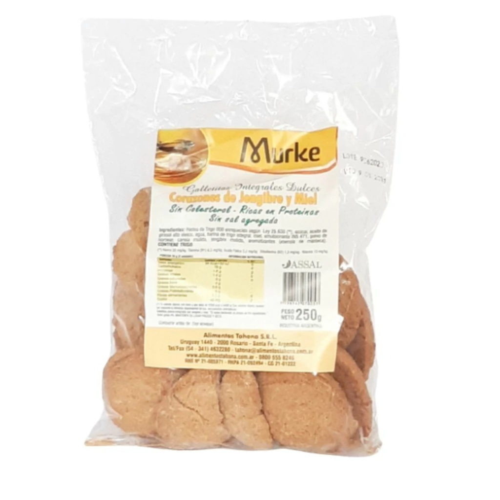 GALLETITAS INTEGRALES "MURKE" JENGIBRE Y MIEL X 250 GR