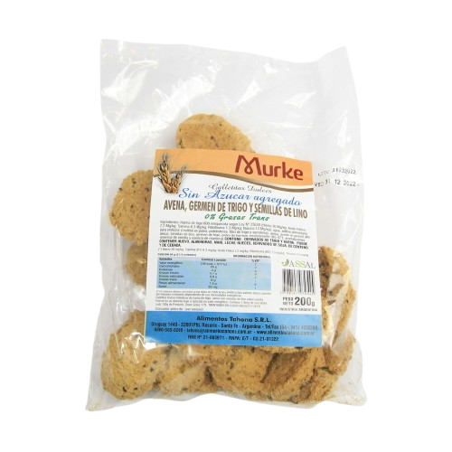 GALLETITAS "MURKE" SIN AZUCAR AGREGADA DE AVENA GERMEN DE TRIGO Y LINO