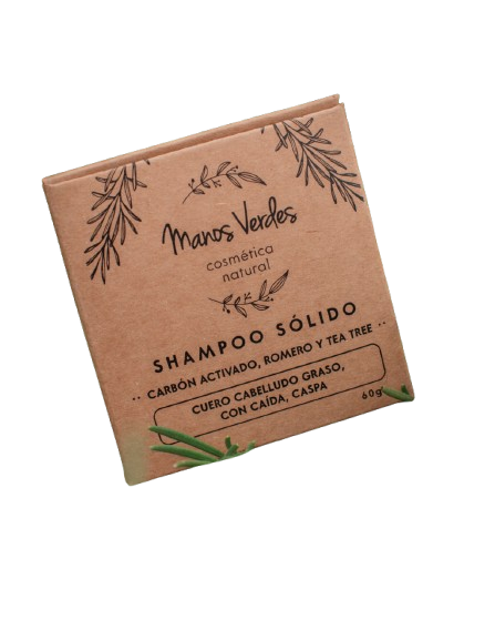 SHAMPOO SOLIDO "MANOS VERDES" CON CARBON ACTIVADO PARA CUERO CABELLUDO GRASO X 60 GR