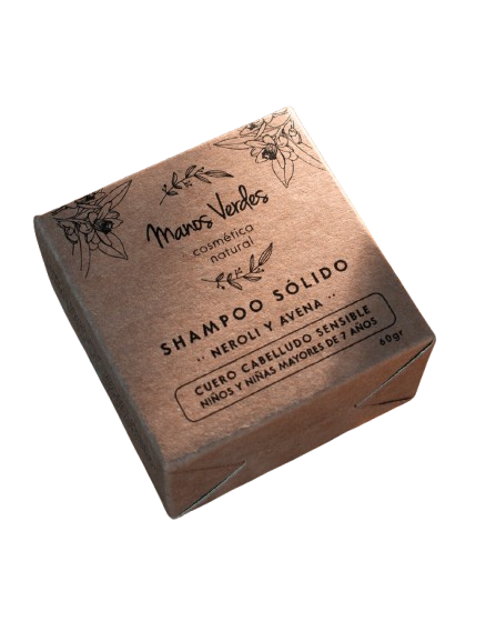 SHAMPOO SOLIDO "MANOS VERDES" NEROLI Y AVENA PARA CUERO CABELLUDO SENSIBLE X 60 GR