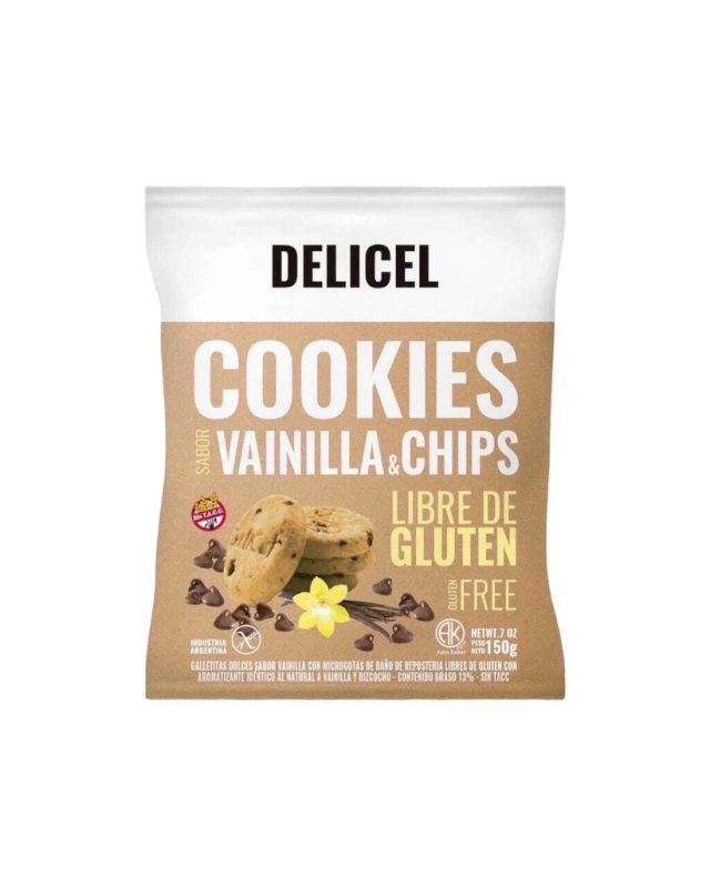COOKIES VAINILLA Y CHIPS "DELICEL" SIN GLUTEN X 200 GR