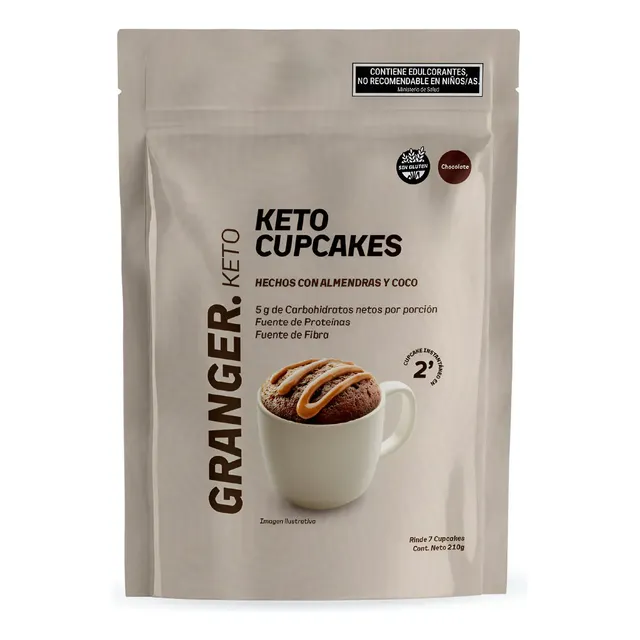 CUPCAKES "GRANGER" KETO ALM Y COCO SABOR CHOCO X 210 GR