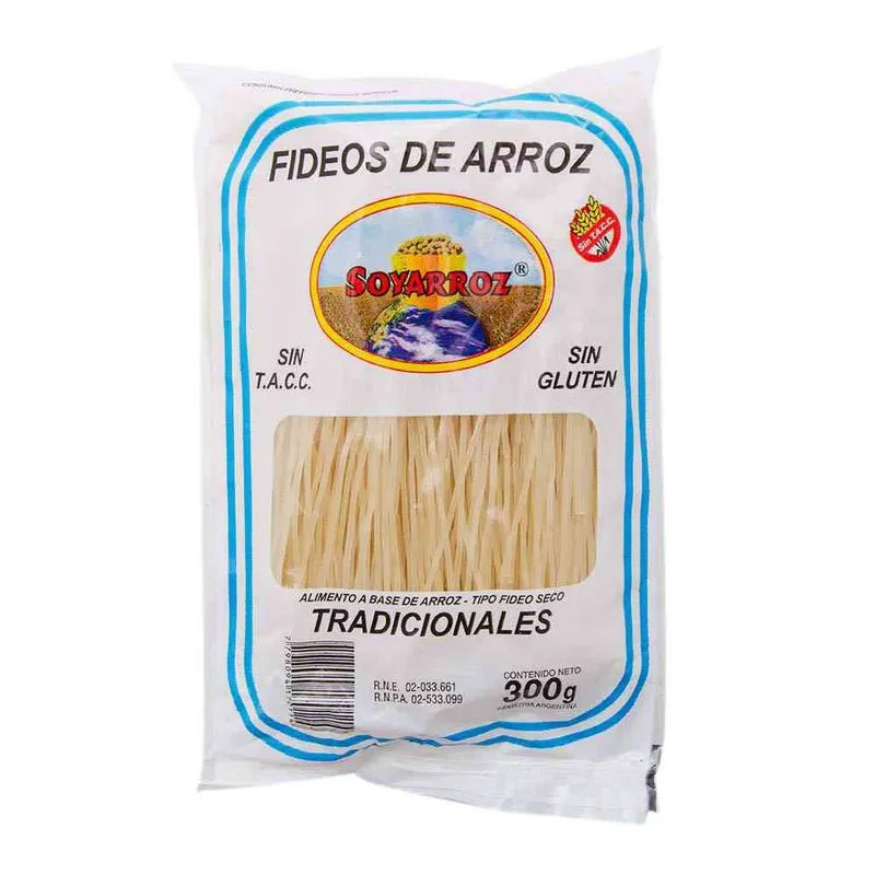 FIDEOS DE ARROZ "SOYARROZ" TRADICIONALES X 300 GR