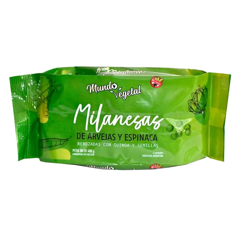 MILANESAS "MUNDO VEGETAL" DE ARVEJAS Y ESPINACAS