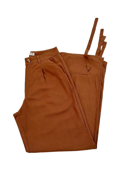 PANTALON DE LINO "GUAINA DEL SUR" TABACO L