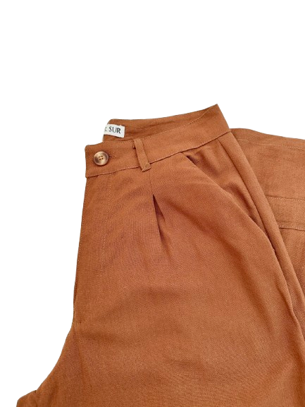 PANTALON DE LINO "GUAINA DEL SUR" TABACO L