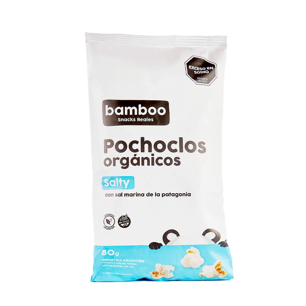 POCHOCLOS ORGANICOS «BAMBOO» CON SAL MARINA X 80 GR