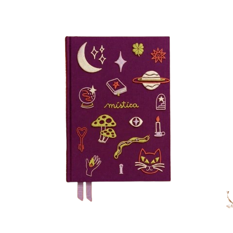 CUADERNO BORDADO "FERA" MÍSTICA RAYADO 14 X 20