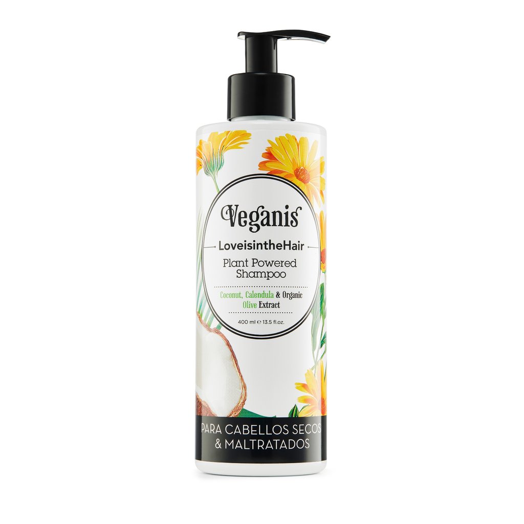 SHAMPOO "VEGANIS" PLANT POWERED RENOVADOR CON COCO, CALÉNDULA Y OLIVA X 400ML