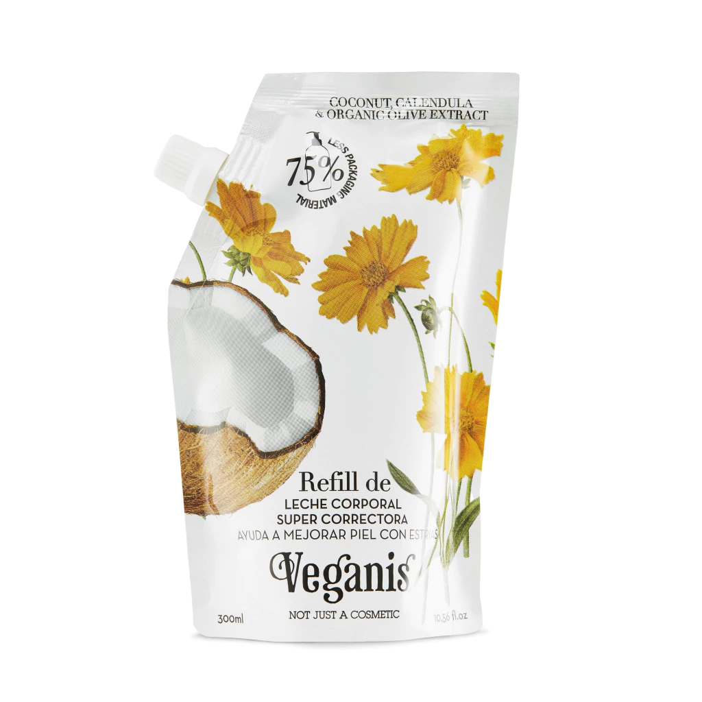 REFILL DE LECHE CORPORAL CORRECTORA "VEGANIS" CON COCO Y CALÉNDULA X 300ML