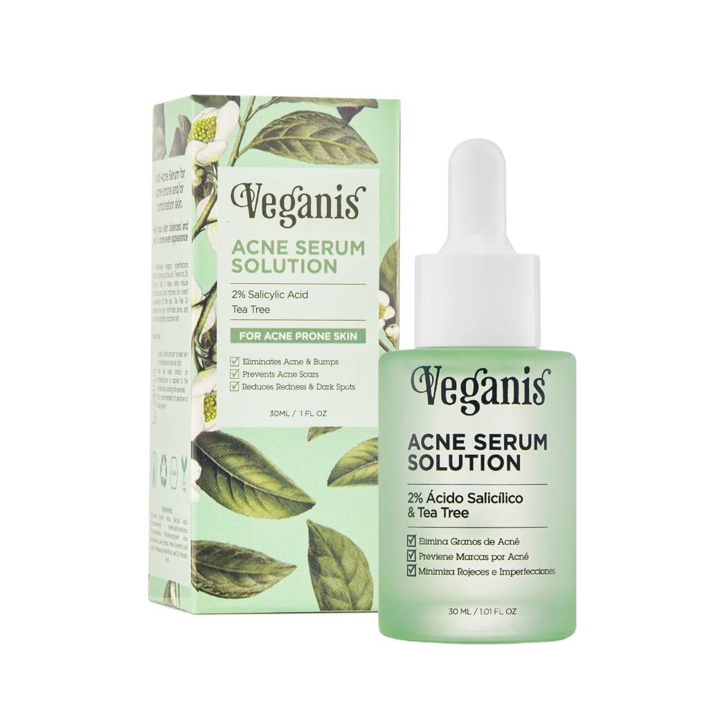 SERUM ACNÉ SOLUTION "VEGANIS" CON TEA TREE Y ÁCIDO SALICÍLICO X 30ML