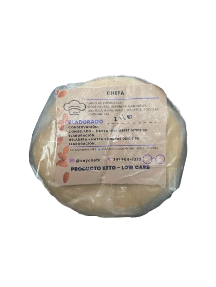 TAPAS DE EMPANADAS KETO "CHEFA" CON HARINA DE ALMENDRA X 6 UNIDADES