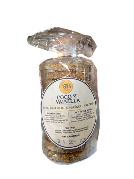 GALLETITAS KETO "PAN KETO" DE COCO Y VAINILLA X 100 GR