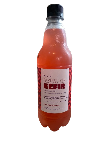 AGUA DE KEFIR "PHILIA" HIBISCUS Y LIMON X 500