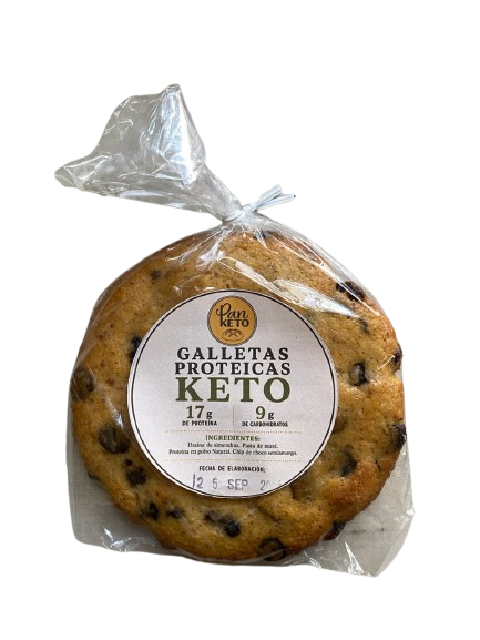 COOKIE PROTEICA Y KETO "PAN KETO" DE VAINILLA CON CHIPS