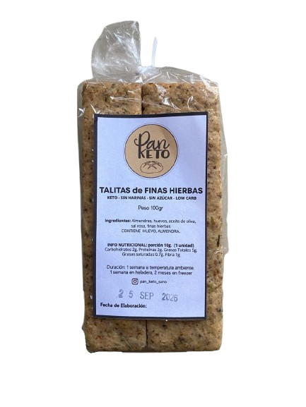 TALITAS KETO "PAN KETO" DE FINAS HIERBAS X 100 GR
